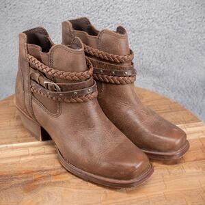 Justin Winona Women's Ankle Booties Brown Leather Cowboy Western 6 B